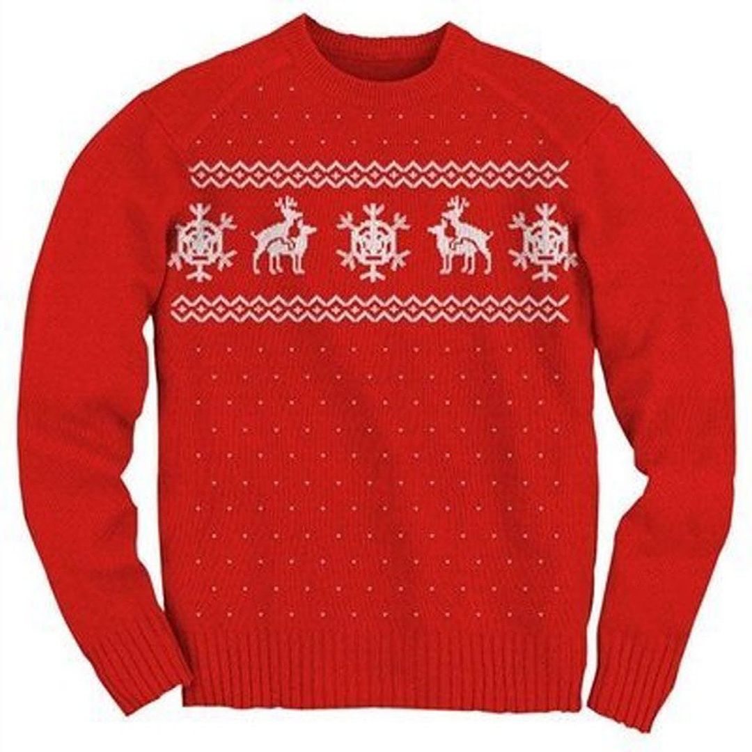 Adult Ugly Christmas Sweater Funny Humping Reindeer Red Crewneck