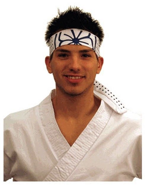 Karate Kid Head band Blue & white lotus-flower hachimaki headband