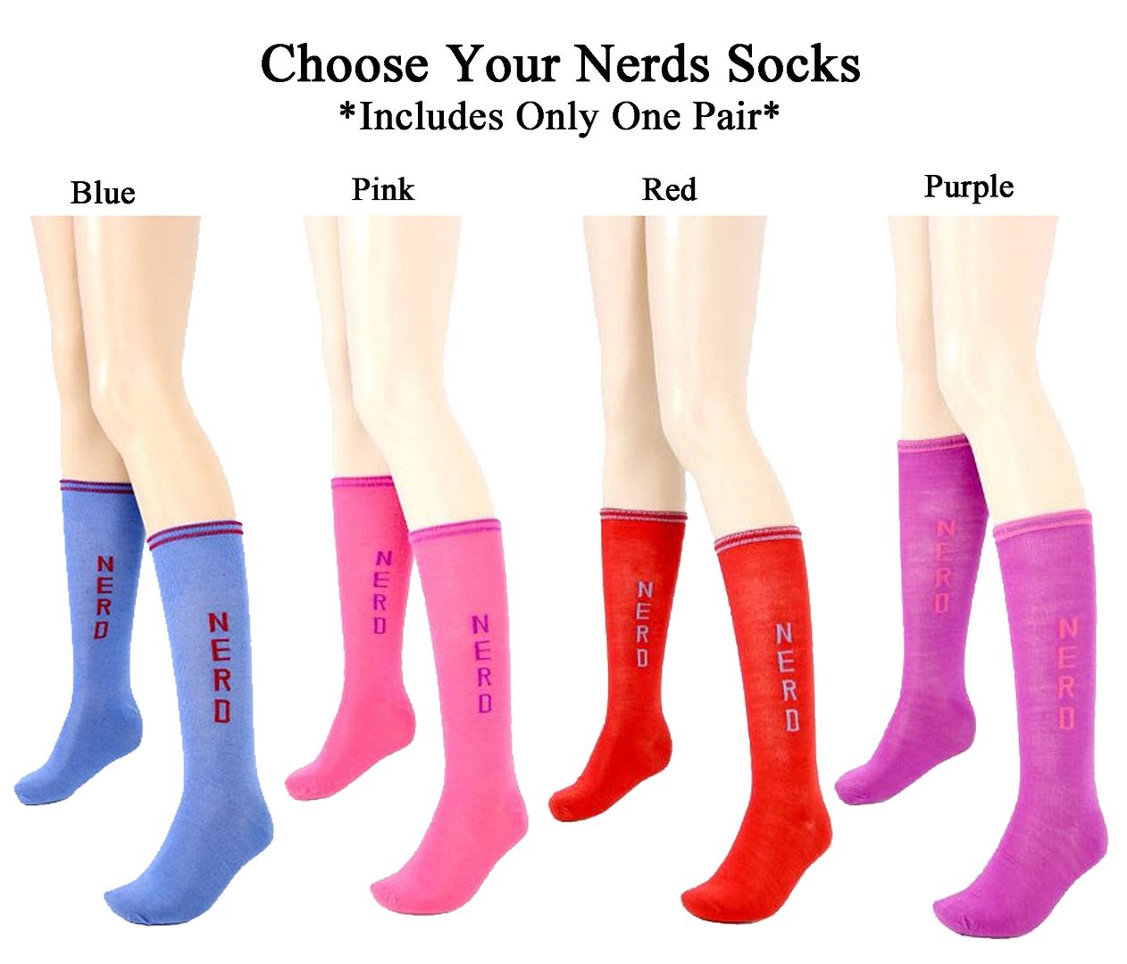 Choose Color Adult Womens Candy Nerds Knee High Costume Nerd Socks eBay