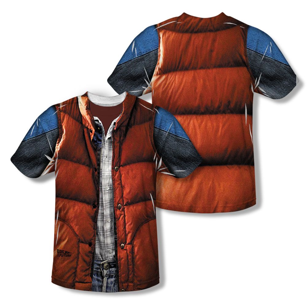 Adult Movie Back to the Future Marty McFly Vest Costume Sublimation T-Shirt Tee