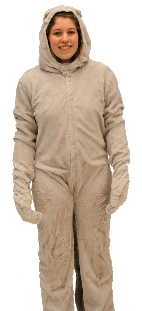 Adult And Child Full Body Tan Furry Animal Faux Fur Jumpsuit Costume Wolf