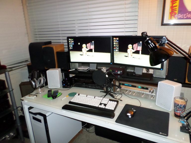 Cleaned My Desk And Refinished My Monitor Speaker Shelf Today