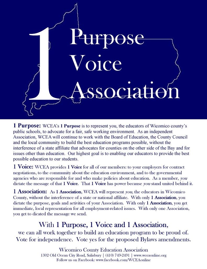 One voice WCEA flyer.