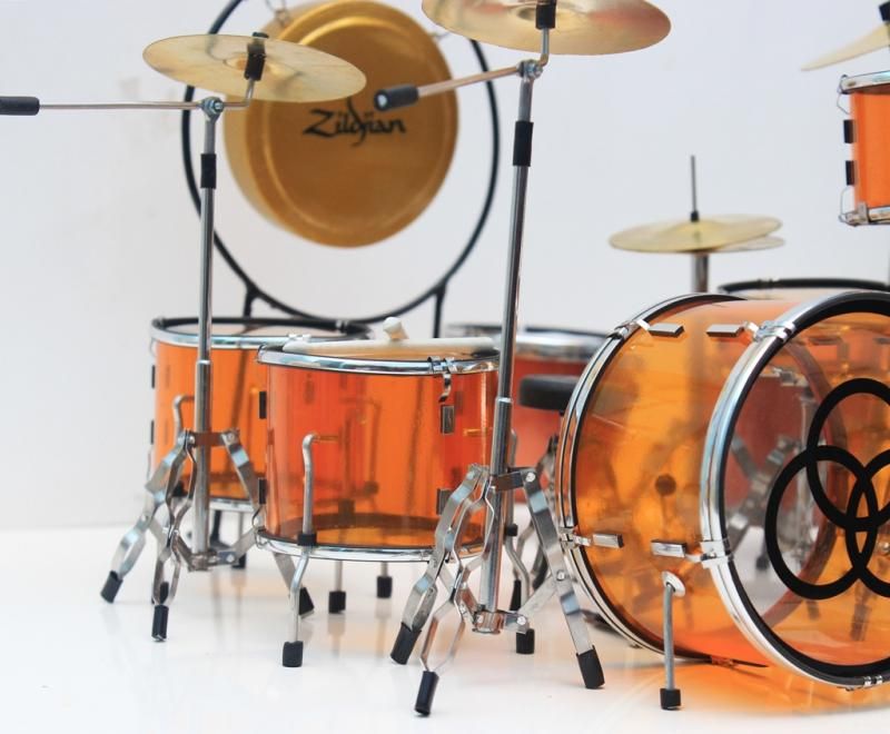 MINIATURE DRUM KIT SET JOHN BONHAM LED ZEPPELIN ORANGE eBay