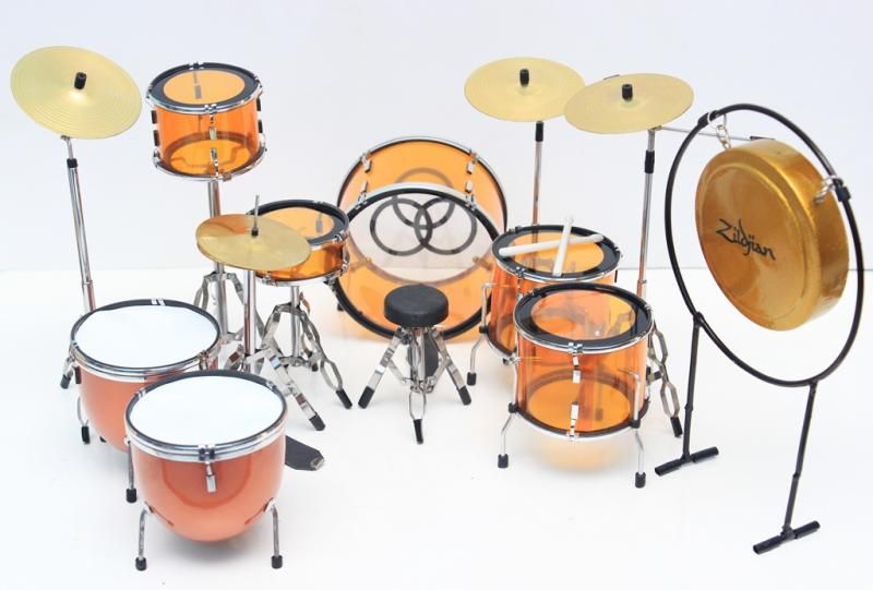 MINIATURE DRUM KIT SET JOHN BONHAM LED ZEPPELIN ORANGE eBay