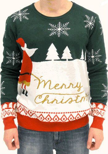 Adult Ugly Christmas Sweater Santa Claus Peeing Merry Christmas Snow ...