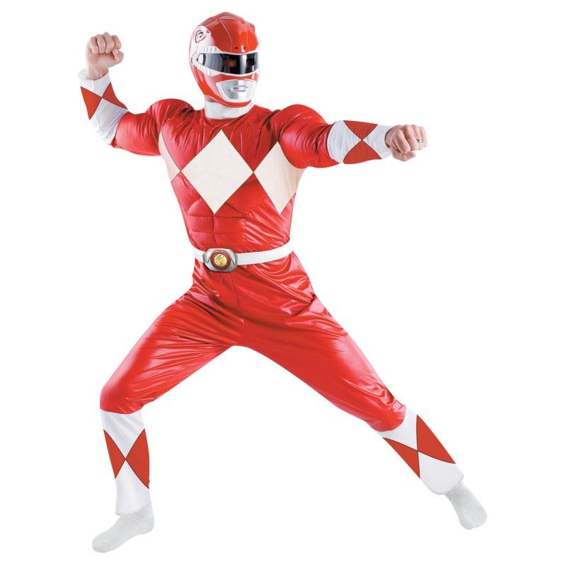 Adult XL TV Show Mighty Morphin Power Rangers Red Ranger Classic Muscle ...