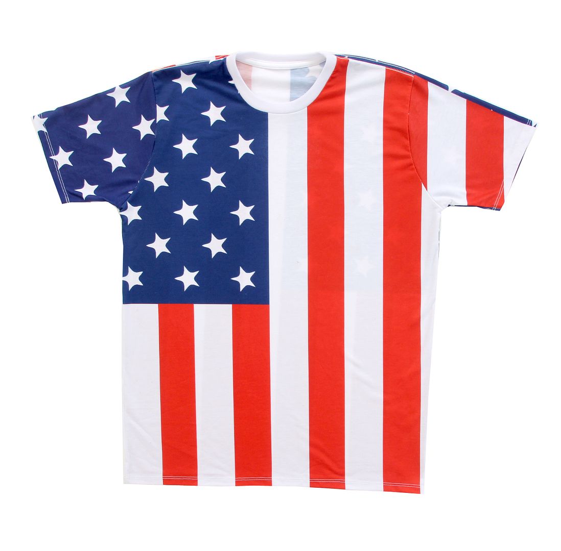 Adult White United States Patriot USA American Flag Sublimation T-Shirt ...